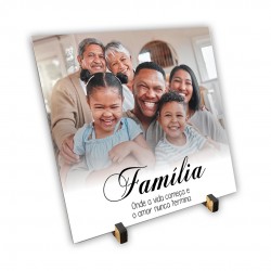 Azulejo Personalizado com Foto + Família + Onde a Vida Começa e o Amor Nunca Acaba!