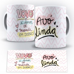 Caneca Personalizada Porcelana Avó Linda / Vovó É Amor de Mãe Em Dobro