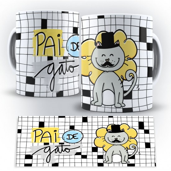 Caneca Personalizada Porcelana Pai de Gato