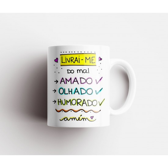 Caneca Personalizada Porcelana Caricatura + Frase (Uma Pessoa)