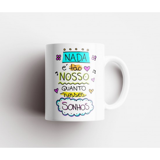 Caneca Personalizada Porcelana Letra + Nome + Frase