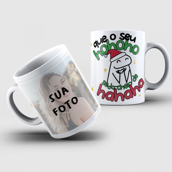 Caneca Personalizada Com Foto + Flork Que Seu Hohoho Seja Cheio de Hahaha (Mod. 2)