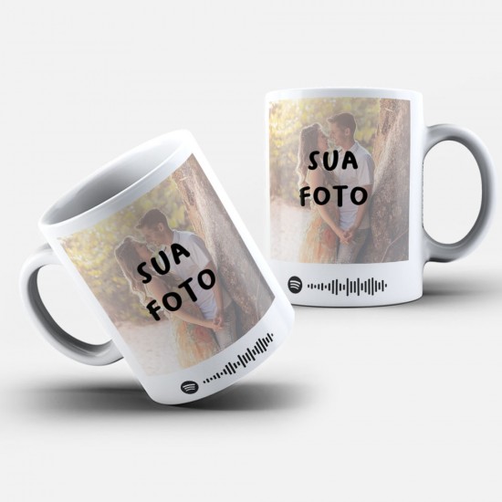 Caneca Personalizada Com Foto + Spotify Code